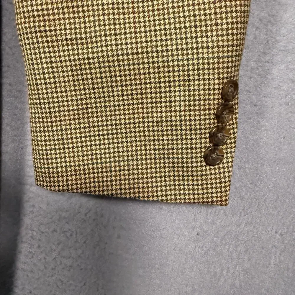 90s VTG‎ Lauren Ralph Lauren Silk Wool Brown Tweed Blazer Suit Jacket Coat 44 L